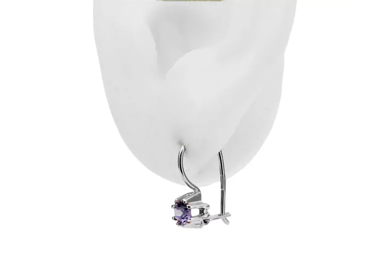 Стерлингово сребро 925 14k 583 Alexandrite Обеци vec053s Руски Съветски СССР Винтидж Ар-деко style